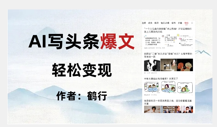 暴力拆解AI写头条爆文，轻松日入500+|淘骐网赚资源库