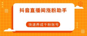 抖音直播间涨粉助手，快速养成千粉账号|淘骐网赚资源库