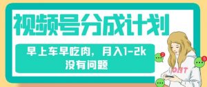 视频号分成计划,纯搬运不需要剪辑去重,早上车早吃肉,月入1-2k没有问题|淘骐网赚资源库