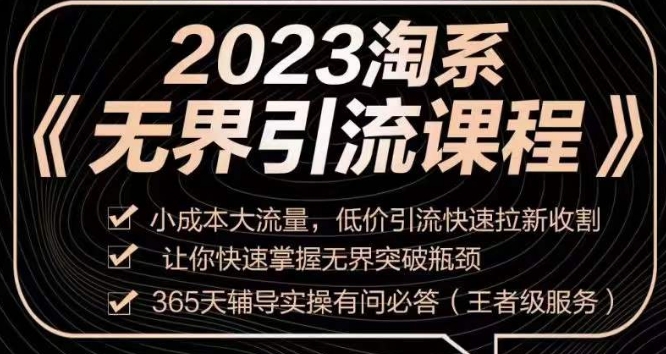 2023淘系无界引流实操课程，​小成本大流量，低价引流快速拉新收割，让你快速掌握无界突破瓶颈|淘骐网赚资源库