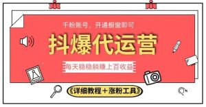 2023抖爆代运营,单号日躺赚300,简单易操作做无上限【揭秘】-第一资源库