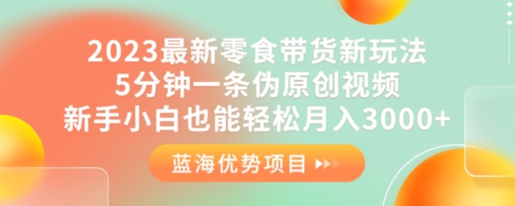 2023最新零食带货新玩法，5分钟一条伪原创视频，新手小白也能轻松月入3000+【揭秘】|淘骐网赚资源库