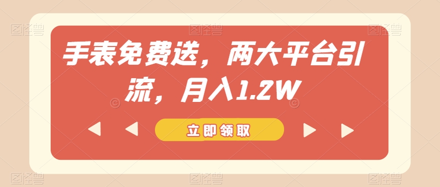 手表免费送,两大平台引流,月入1.2W【揭秘】|淘骐网赚资源库