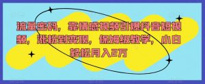 流量密码,靠情感视频引爆抖音短视频,涨粉到变现,保姆级教学,小白轻松月入2万【揭秘】|淘骐网赚资源库
