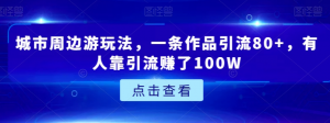 城市周边游玩法，一条作品引流80+，有人靠引流赚了100W【揭秘】|淘骐网赚资源库