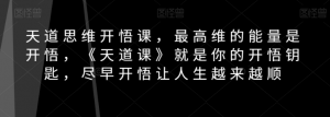 天道思维开悟课,最高维的能量是开悟,《天道课》就是你的开悟钥匙,尽早开悟让人生越来越顺|淘骐网赚资源库