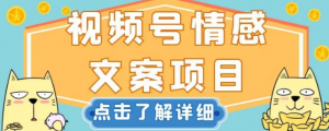 视频号情感文案项目,简单操作,新手小白轻松上手日入200+【揭秘】|淘骐网赚资源库