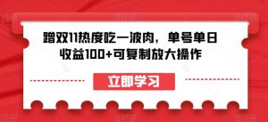 蹭双11热度吃一波肉,单号单日收益100+可复制放大操作【揭秘】|淘骐网赚资源库