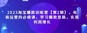 2023淘宝爆款训练营【第2期】，电商运营的必修课，学习爆款思路，实现利润增长|淘骐网赚资源库