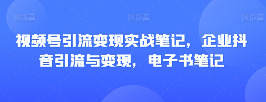 视频号引流变现实战笔记,企业抖音引流与变现,电子书笔记|淘骐网赚资源库