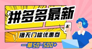 一单50—500加，拼多多最新撸无门槛优惠卷，目前亲测有效【揭秘】|淘骐网赚资源库