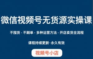 微信视频号小店无货源实操课程，​不囤货·不刷单·多种运营方法·开店卖货全流程|淘骐网赚资源库
