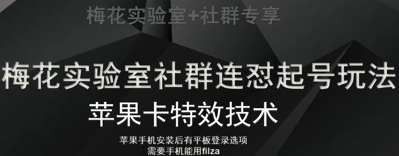 梅花实验室社群视频号连怼起号玩法，最新苹果卡特效技术|淘骐网赚资源库