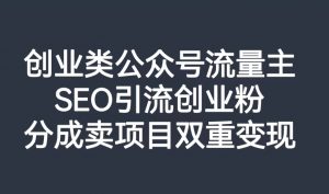 创业类公众号流量主,SEO引流创业粉,分成卖项目双重变现【揭秘】|淘骐网赚资源库