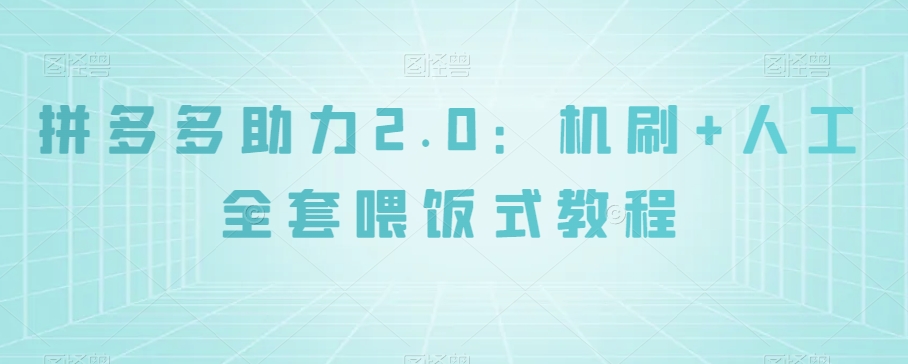 拼多多助力2.0:机刷+人工全套喂饭式教程【揭秘】|淘骐网赚资源库