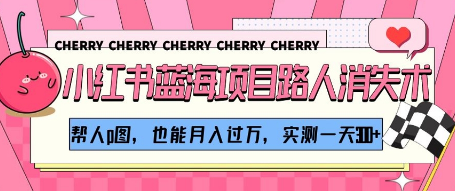 小红书蓝海项目路人消失术，帮人p图，也能月入过万，实测一天300+【揭秘】|淘骐网赚资源库