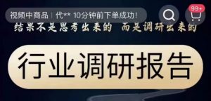 行业调研报告，结果不是思考出来的而是调研出来的|淘骐网赚资源库