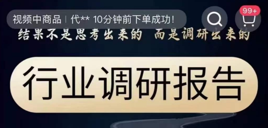 行业调研报告，结果不是思考出来的而是调研出来的|淘骐网赚资源库