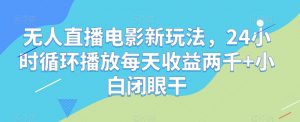 无人直播电影新玩法，24小时循环播放每天收益两千+小白闭眼干【揭秘】|淘骐网赚资源库