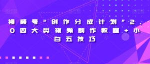 视频号“创作分成计划”2.0四大类视频制作教程+小白五技巧【揭秘】|淘骐网赚资源库