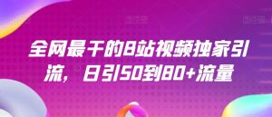 全网最干的B站视频独家引流，日引50到80+流量【揭秘】|淘骐网赚资源库