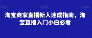 淘宝商家直播新人速成指南,淘宝直播入门小白必看|淘骐网赚资源库