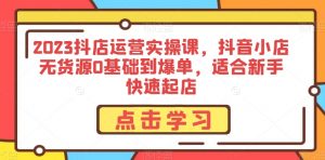 2023抖店运营实操课,抖音小店无货源0基础到爆单,适合新手快速起店|淘骐网赚资源库