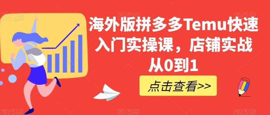 海外版拼多多Temu快速入门实操课,店铺实战从0到1|淘骐网赚资源库