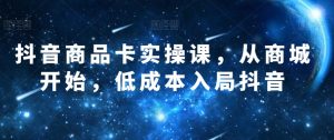 抖音商品卡实操课,从商城开始,低成本入局抖音|淘骐网赚资源库