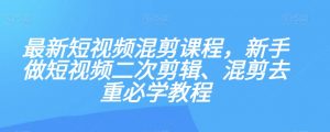最新短视频混剪课程，新手做短视频二次剪辑、混剪去重必学教程|淘骐网赚资源库
