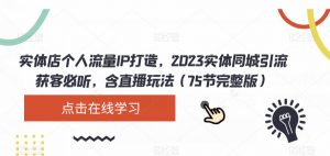 实体店个人流量IP打造,2023实体同城引流获客必听,含直播玩法(75节完整版)|淘骐网赚资源库