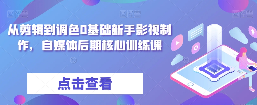 从剪辑到调色0基础新手影视制作,自媒体后期核心训练课|淘骐网赚资源库