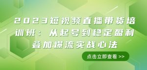 2023短视频直播带货培训班:从起号到稳定盈利叠加爆流实战心法(11节课)|淘骐网赚资源库