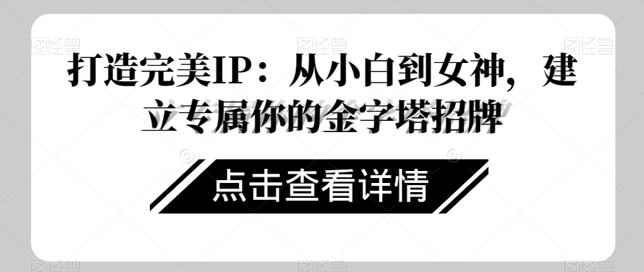打造完美IP:从小白到女神,建立专属你的金字塔招牌|淘骐网赚资源库