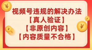 视频号【真人验证】【内容质量不合格】【非原创内容】的违规解决办法【揭秘】|淘骐网赚资源库