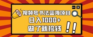 视频号书法蓝海项目，玩法简单，日入1000+【揭秘】|淘骐网赚资源库