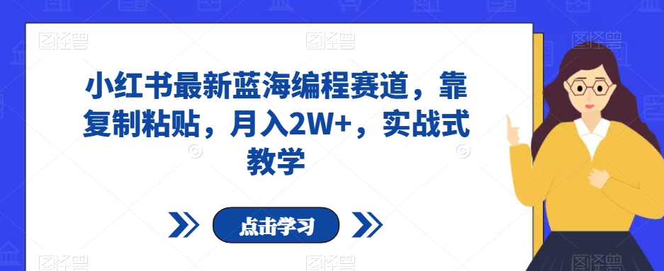 小红书最新蓝海编程赛道,靠复制粘贴,月入2W+,实战式教学【揭秘】|淘骐网赚资源库