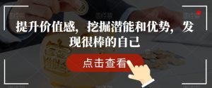 提升价值感,挖掘潜能和优势,发现很棒的自己|淘骐网赚资源库