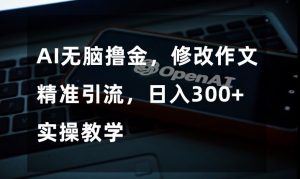 AI无脑撸金,修改作文精准引流,日入300+,实操教学【揭秘】|淘骐网赚资源库