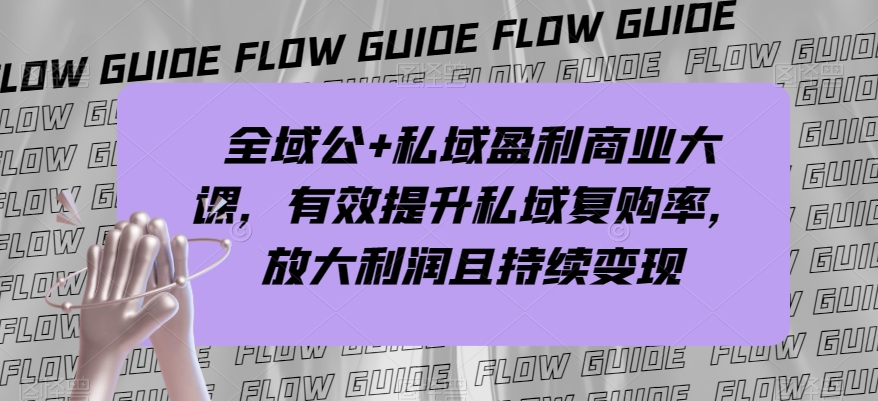 全域公+私域盈利商业大课，有效提升私域复购率，放大利润且持续变现|淘骐网赚资源库