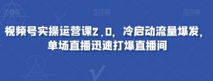 视频号实操运营课2.0,冷启动流量爆发,单场直播迅速打爆直播间|淘骐网赚资源库