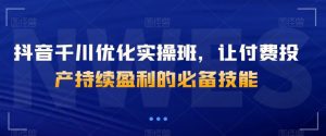 抖音千川优化实操班,让付费投产持续盈利的必备技能|淘骐网赚资源库