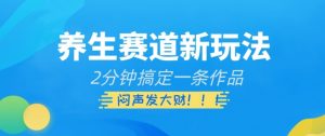 养生赛道新玩法，2分钟搞定一条作品，闷声发大财【揭秘】|淘骐网赚资源库