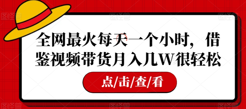 全网最火每天一个小时,借鉴视频带货月入几W很轻松【揭秘】|淘骐网赚资源库