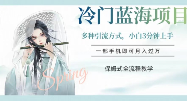 冷门蓝海项目，操作简单，小白3分钟上手，多种引流方式，保姆式全流程教学【揭秘】|淘骐网赚资源库