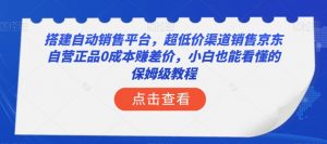 搭建自动销售平台，超低价渠道销售京东自营正品0成本赚差价，小白也能看懂的保姆级教程【揭秘】|淘骐网赚资源库