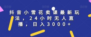抖音小雪花卖课最新玩法，24小时无人直播，日入3000+【揭秘】|淘骐网赚资源库