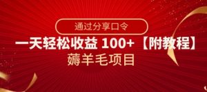 薅羊毛项目，靠分享口令，一天轻松收益100+【附教程】【揭秘】|第一资源库