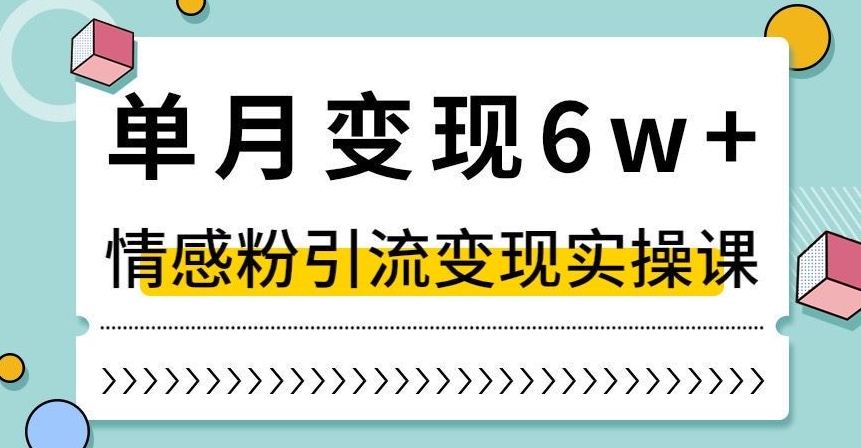 单月变现6W+，抖音情感粉引流变现实操课，小白可做，轻松上手，独家赛道【揭秘】|淘骐网赚资源库