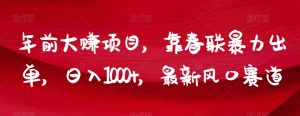 年前大赚项目，靠春联暴力出单，日入1000+，最新风口赛道【揭秘】|淘骐网赚资源库